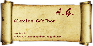 Alexics Gábor névjegykártya