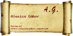 Alexics Gábor névjegykártya